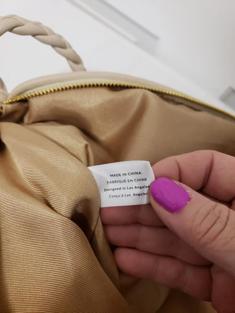 NWOT Anthropologie Melie Bianco Large Crescent Shaped Slouch Shoulder Bag, Beige